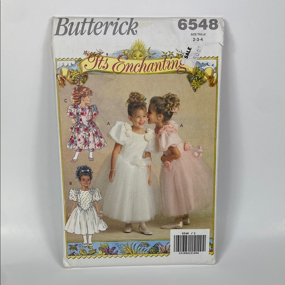 New  Butterick  #6548  “It's Enchanting” Dress Pattern  Size 2-3-4